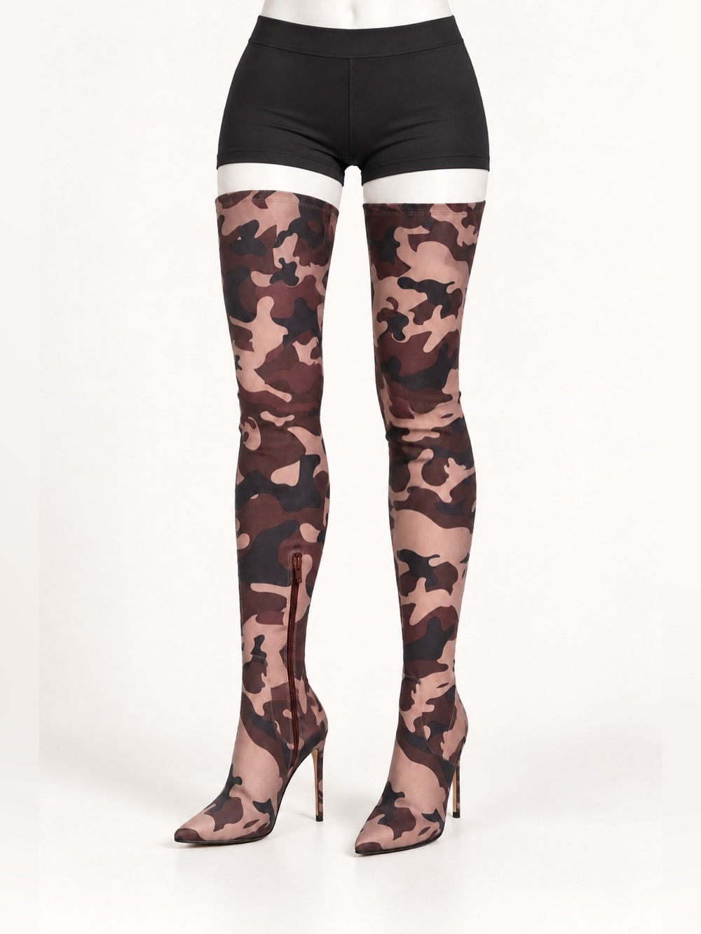 Steve Madden Pink and Brown Camouflage Over-the-Knee Stiletto Boot